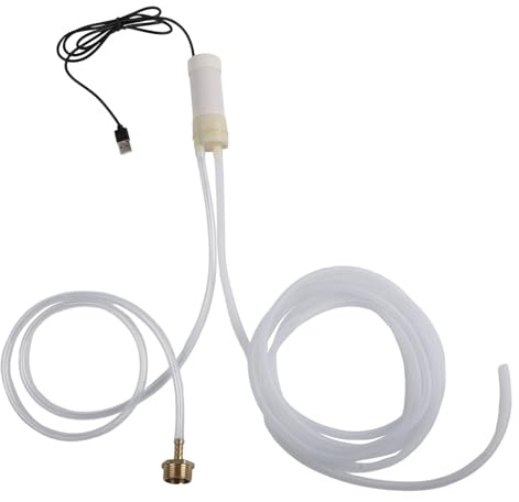 URPIZY USB Mini Wasserpumpe 4L/min Selbstansaugend, 5V2A Niedriger Verbrauch, Automatische Abschaltung, für Aquarium Hydroponik Zimmerbrunnen, Schlauch 6mm (Weiß, 3 Meter)