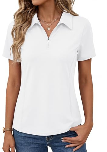 Rapbin Poloshirt Damen T-Shirt Kurz Sportshirt Golf Tennis Sport Oberteil | UPF 50+ Leichtes Atmungsaktiv Fitness Laufshirt Wanderbekleidung mit 1/4 Reißverschluss