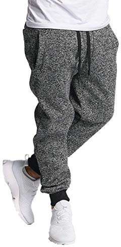 Southpole Herren Melierte Fleece-Sweatpants – Normale Größen Trainingshose, Schwarz (marmoriert), X-Klein