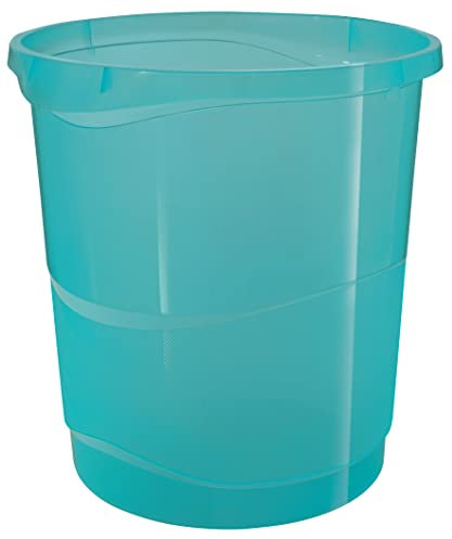 Esselte Papelera de 14L Apilable de Plástico, Contenedor para Basura y Reciclaje, Casa y Oficina, Diseño en Relieve, Gama Colour'Breeze, Azul, 626289