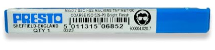 Presto 600004.020.7 M4x0.7 Metric Coarse Hand Tap - Second