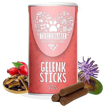 Gelenk Sticks für Hunde mit Grünlippmuschel, MSM, Teufelskralle, Kurkuma etc. – zur Unterstützung des Bewegungsapparates – stärkt Sehnen, Knochen & Gelenke – (350g | 14 Sticks)