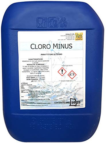 Abbattitore Riduttore di Cloro per Piscine pubbliche e Private Cloro Minus in taniche da 25 kg