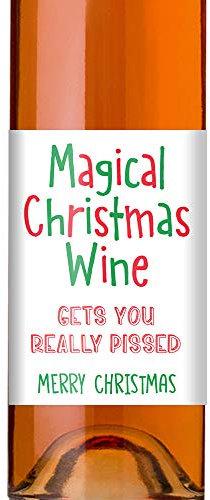 Funny Christmas Wine Label Magical Xmas Wine Cheap Gift Idea for Men Women Secret Santa