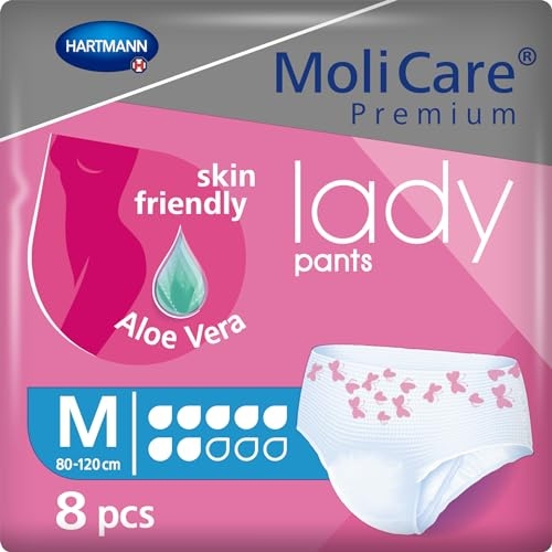 MoliCare Premium Lady Pants 7 Drops Incontinence Pants for Women, Size M | 8 pairs, discreet pull-ups for women, for moderate leaks, instant-dry feeling, odour control, skin-friendly