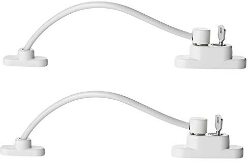 Keyohome Pack of 2 Window Restrictor Locks Child Safety Window Locks for UPVC Windows, Baby Security Window Restrictors with Screws Keys, Door Window Opening Wire Cable Limiter for Home School (2pcs)