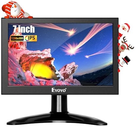 Eyoyo 7 inch Small HDMI LCD Monitor Portable IPS Screen 1280x800 16:10 Support HDMI VGA AV BNC Inputs