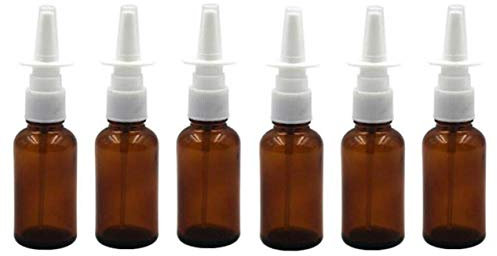 6PCS 30 ml/1 oz vacío Recargable ámbar Vidrio Nasal pulverizadores Frasco Botella Frasco Bomba Limpia Spray contenedor de Almacenamiento Muestra Viaje Embalaje pote Ambar