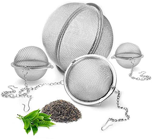 Spice Ball,Saijer 4 Pcs 304 Stainless Steel Various Sizes Tea Ball for Loose Leaf Tea Mulling Spices Soup Seasoning Balls