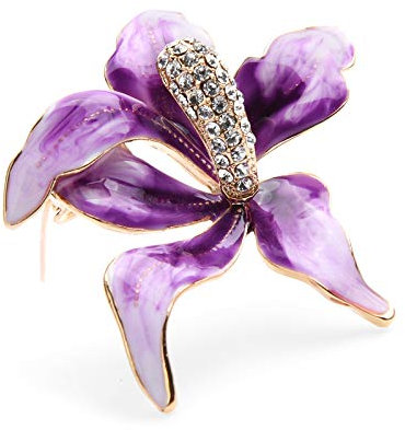 MAITONGG Brosche Für Frauen Lila Emaille Orchidee Blume Broschen Frauen Legierung Strass Luxus Blumen Hochzeiten Brosche Pins Party Geburtstagsgeschenke , Schal Kleidung Brosche Brosche Geschenk