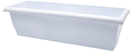 CABLEPELADO Jardinera plástico, Jardinera para balcón, Macetero Rectangular, Maceta Rectangular, Apto balcón, jardín, Patio, Interior o Exterior (Blanca, 60 cm)