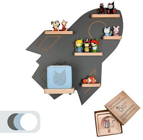 MR TEDDY BEAR Kinderregal Rakete | Holzregal für die Toniebox und Tonies | Tonie-Regal hergestellt in der EU | Wandregal zum Spielen und Sammeln | Für Mädchen und Jungen | Anthrazit