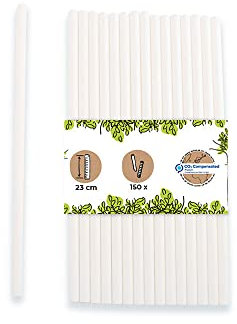 GREENBOX Lot de 150 pailles Jumbo en papier, 23 cm, 8 mm de diamètre, biodégradables, blanches, respectueuses de l'environnement, pour smoothies