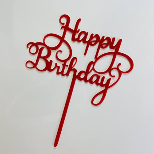 Acrylic Cake Topper Happy Birthday Red Letters Party Dessert Decoration Design Idea