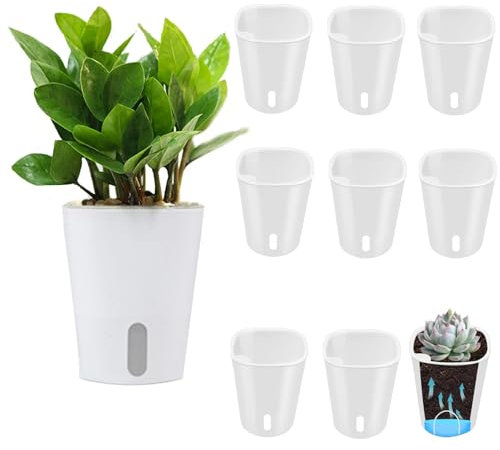 TCBWFY 7.6 cm selbstbewässernde Töpfe, 10 Sets, selbstbewässernder Blumentopf für Zimmerpflanzen, Blumen