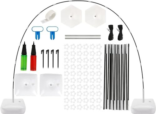 MUAEEOK 10ft Balloon Arch Kit, Wide Adjustable Ballon Arch Stand Kit with Water Fillable Base Balloon Pump Knotter Glue Ground Nails for Wedding Birthday Party Decorations