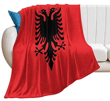 Higoss Decke mit Albanien-Flagge, Überwurf mit Länderflagge, Plüsch, superweich, warm, Flanelldecke für Couch, Bett, Sofa, Stuhl, tolles Geschenk für Freunde, Männer, Frauen, 76,2 x 101,6 cm