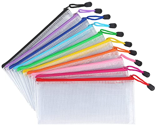 Tamaki Kleine Netztaschen mit Reißverschluss, A6, bunt, 10 Stück