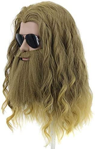 ROMOZ Lange Blonde Thor Endgame Perücke für Herren Halloween Cosplay Cartoon