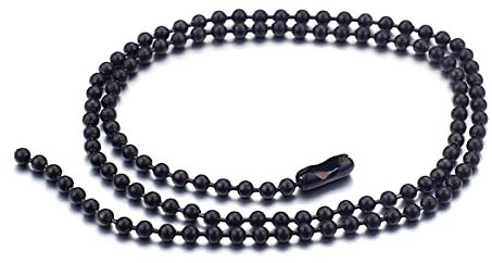 Dsnyu Halskette Partnerin, 71CM Kugelkette, Schwarz Kette Edelstahl für Sohn Breit 2.4MM