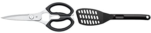 WMF Küchenschere 23 cm, Haushaltsschere, Schere Küche, Cromargan Edelstahl & Pfannenwender Kunststoff 31 cm, Wender mit Ablage-Knick und Aussparungen, Pfannkuchenwender, spülmaschinengeeignet