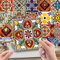 Mosaik Küche Wandaufkleber Bodenaufkleber,DIY Marokkanischer Fliesenaufkleber für Badezimmer,Selbstklebende Treppenaufkleber Bunt Wandfliese Aufkleber Tile Stickers für Wandfliesen (24X20*20CM-A)