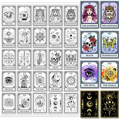 GLOBLELAND Tarot-Themenmuster Transparente Silikonstempel Konstellationen Hexen Klare Stamps Magie Silikonstempel Für Kartengestaltung DIY Prägung Journaling
