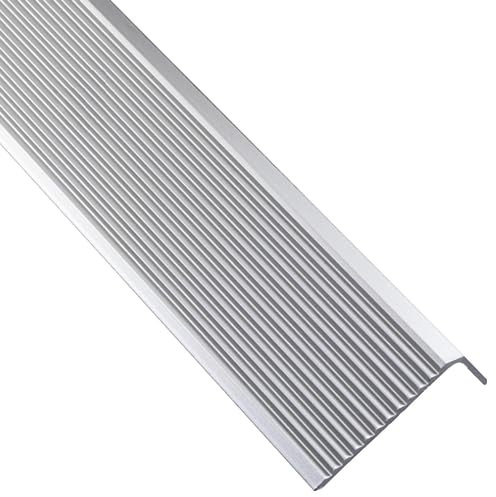 Gedotec Perfil de borde de escalera autoadhesivo, 1 unidad, perfil de borde de escalón, aluminio plateado, 2000 mm, perfil de suelo sin perforar para pegar, perfil de protección angular de 41 x 23 mm,