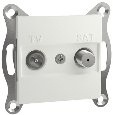 Schneider Electric Asfora EPH3470321D - Toma de corriente para TV (8 dB, empotrada, 2 salidas), color blanco