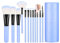 Desikixudy Lot de 12 pinceaux de maquillage avec compartiments pour fond de teint, fard à paupières, avec étui pour , bleu