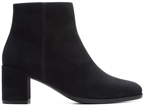 Clarks Freva55 Zip Leather Boots In Black Wide Fit Size 8