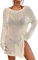 Bsubseach Crochet Cover Ups for Swimwear Women Beach Blouse Mesh Knitted Dress Apricot XL