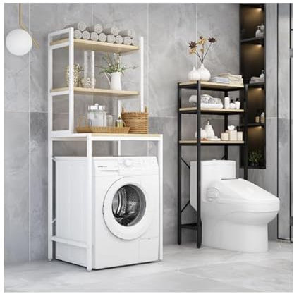 RCJCQSR Scaffale da Bagno Porta Detersivi, Scaffale sopra Lavatrice Mobile da Bagno Salvaspazio, Mobile sopra WC(Size:3 Layers,Color:Bianco)