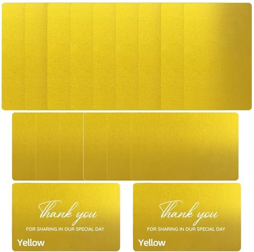 50 Stücke Metall Visitenkarten,Aluminium Edelstahl Rohlinge Namenskarte Lasergravierte Visitenkarte, Namenskarte,Für Haus Büro Kunden DIY Geschenkkarten(Gold)