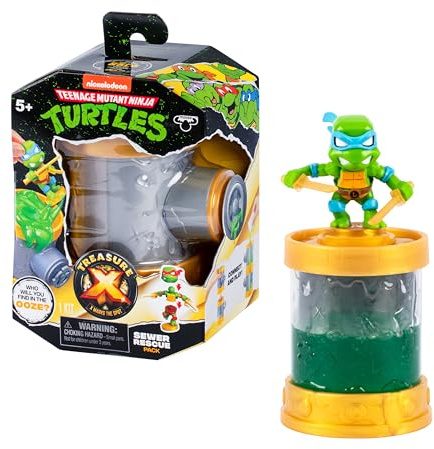 TREASURE X Ninja Turtles – Rettungspaket in den Abwasserkanälen, 10 Abenteuerstufen, 7 Figuren, Ninja Turtles zum Retten von Abwasserrohren gefüllt mit zähflüssiger Substanz