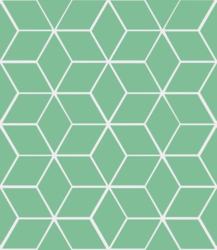 Yullpaper Selbstklebende Tapete Grün Kubisches Muster Klebefolie Möbel Tapeten Wohnzimmer Muster Möbelfolie Grün Dekofolie Selbstklebend Folie für Küchenschränke Grüne Tapete Schlafzimmer 44.5 X 260cm