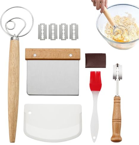 Lesunbak Sauerteigbrot Backzubehör | Brotbackzubehör Mit Schaber Und Bürste, Dänischer Schneebesen, Praktisch Und Robust Oder Brotbackwerkzeuge Für Familien