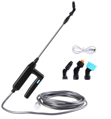 Pulverizador de riego eléctrico automático, con tubería de riego de plantas de jardín, pulverizador de plantas con 3 boquillas y limpieza de manguera de 5 m, botella de pulverización de bomba (3 m)