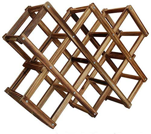 Generisch Weinregal,Rotes Holzregal für 3/10 Flaschenhalter, Küchenbar, Präsentationsregal, zusammenklappbares Holzregal, Getränkeflaschenhalter