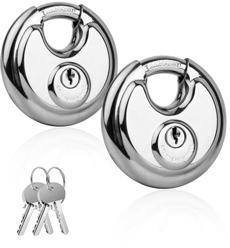 CHENYU Lot de 2 cadenas de 70 mm - Résistants aux intempéries - 4 cadenas avec clé - En acier inoxydable argenté - Longueur de la serrure : 25 mm - Idéal pour les camping-cars, garages, entrepôts