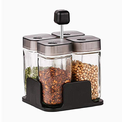 HJUGHPN Spice Jars 1 set Glass Spice Jar Seasoning Box Salt Sugar Pepper Shaker Condiments Bottle