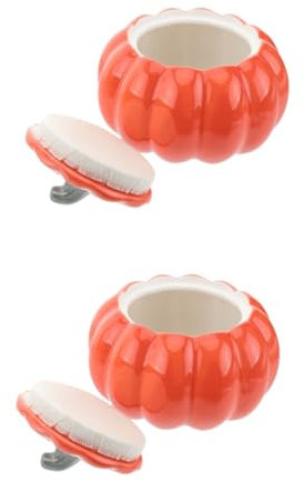 ABOOFAN 2 Piezas Copa de calabaza tazón pequeño de calabaza tarros de galletas con tapas cazuela boles cocina trifle bowl tazón de sopa de calabaza soporte de comida de porcelana cerámica