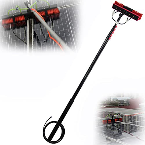 Water Fed Pole Kit Window Cleaning Brush Outdoor Window Glass Solar Panel Cleaning Extendable Telescopic Pole Water Fed Brush Spray Washer,20FT