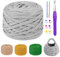 MeYuxg 280g/80m Cotone Per Uncinetto, Fettuccia per Borse a Uncinetto con Uncinetto Viola da 5,0 mm, Fettuccia per Uncinetto,per DIY Decorazioni, Artigianato, Borse, Coperte, Scarpe(Grigio chiaro)