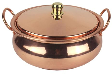 DimyFew Kupfertopf, Kupferkochgeschirr, eleganter Schmortopf, handgefertigter Kochtopf, universell verdickter Shabu-Shabu-Topf, Hot Pot für zu Hause, 18CM