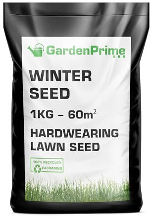 GardenPrime Winter Lawn Seed - 1KG Premium Durable Grass Seed for Colder Weather, Perfect for overseeding, Patch Repairs, New lawns - 1 KG