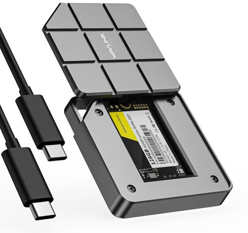 WAVLINK USB to M.2 NVME SATA SSD Enclosure, 10Gbps USB C 3.2 Gen2 to NVMe PCIe SATA NGFF Solid State Drive Aluminum External Case for 2230 2242 SSD, Tool-Free Installation, up to 8TB