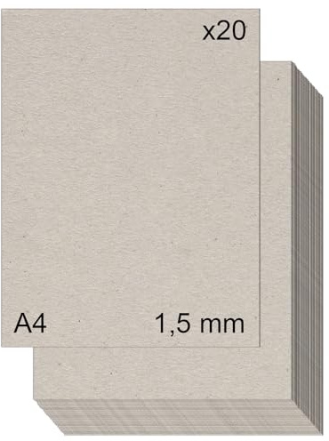 Cartón piedra gris contracolado (1,5 mm.) para manualidades, encuadernación, cartonaje y scrapbooking (20, 1,5mm - A4)