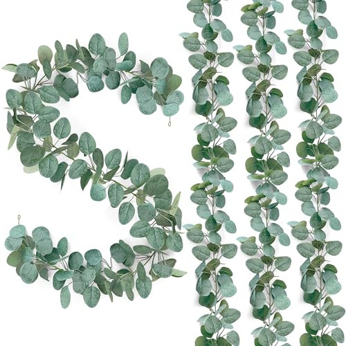 SHEPIN 4 Stück Eukalyptus Girlanden Künstliche, 1.8m Eukalyptus deko Hängepflanzen Eukalyptus Blätter Girlande Hochzeitsdeko für Hochzeit Tisch Frühlingsgirlande Blumenschmuck (4)