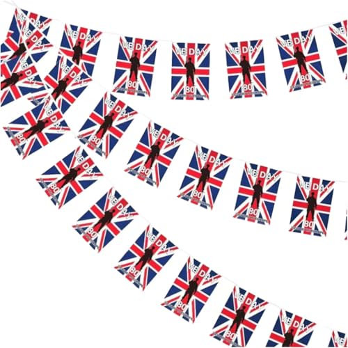 VE Day 80th Anniversary (2025) Wimpelkette Flagge: Sieg in Europa Feier Erinnerungsstücke - Ideales Banner für drinnen und draußen für 80 Jahre RAF im 2. Weltkrieg (1945-2025) Party-Dekorationen